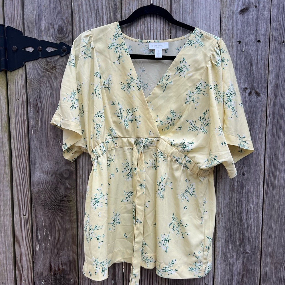 Motherhood Maternity Yellow Floral Wrap Tank Top